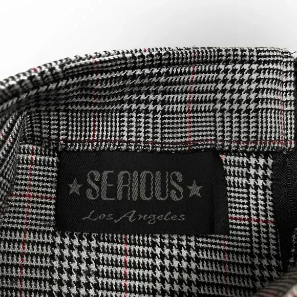 Y2K Serious Los Angeles Plaid Houndstooth Mini Skirt Small Vintage LA Clothing - Picture 9 of 16